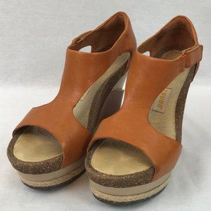 Tsubo Art Cork Wood Wedge Platform Open Toe Sandal